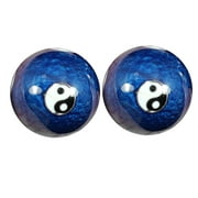 Etereauty Balls Baoding Hand Ceramics Small Chime Yin Yang Sound Chinese Asian Vintage Blue Traditional Enamel