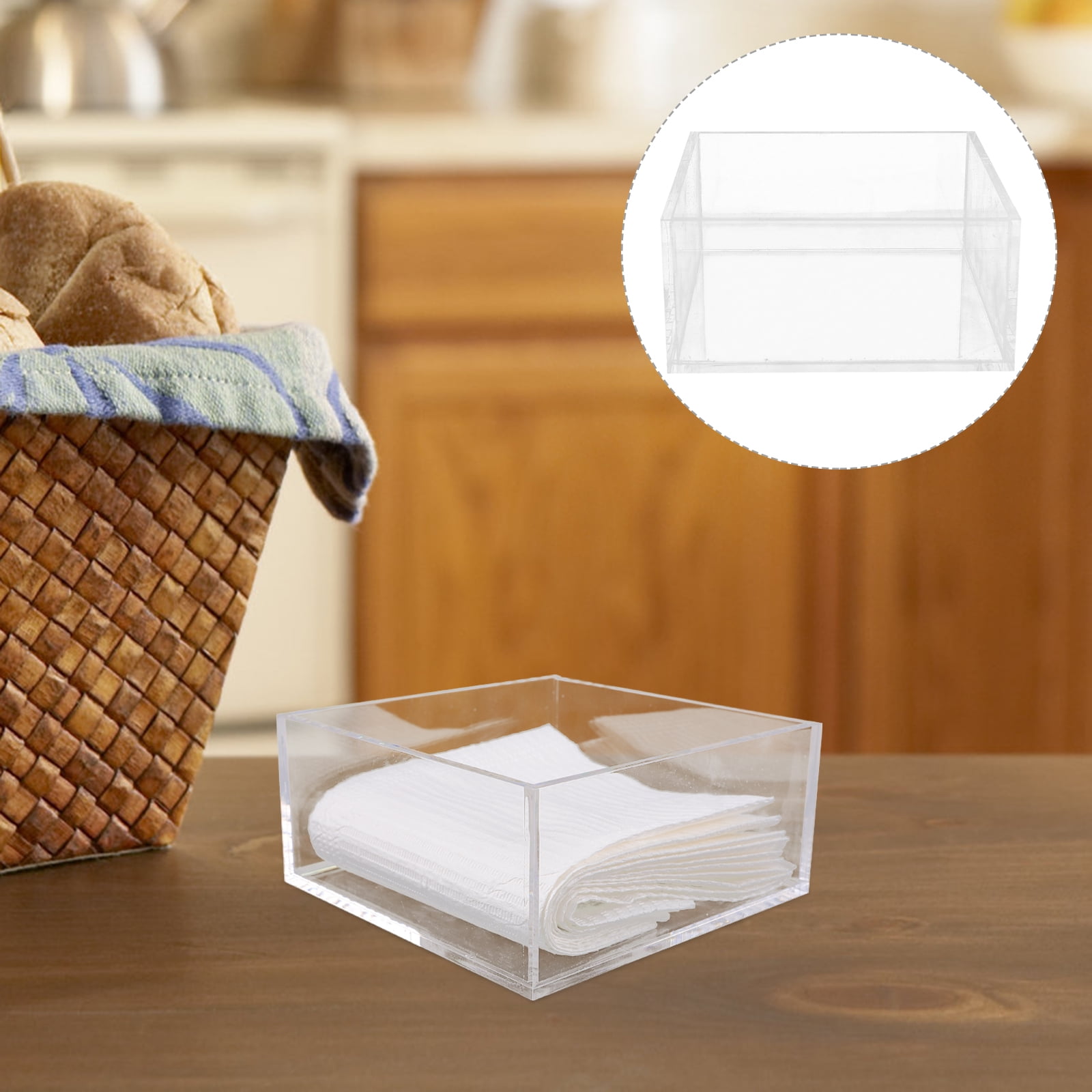 Etereauty Bathroom Napkin Holder Tack,Square Napkin Holder Acrylic Clear Napkin Box Tissue ...