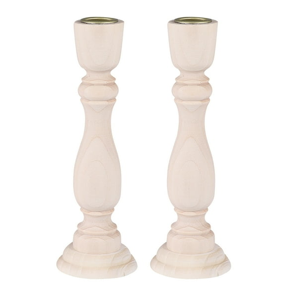 Etereauty Candle Stand Candlestick Holder Taper Wooden Base Tealight Antique Wood Candlesticks Vintage Holders Retro Unfinished