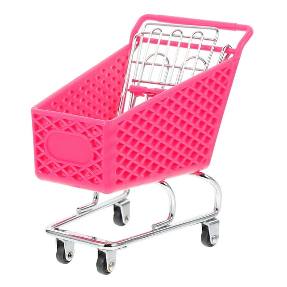 Cart Shopping Mini Trolley Supermarket Storage Grocery Miniature Holder Basket Desk Dollhouse Toys Small Kids Model