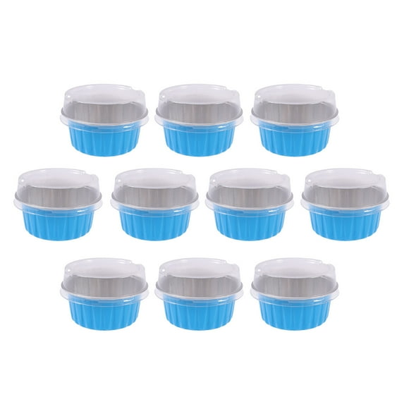 Etereauty Cups Muffin Cupcake Foil Baking Aluminum Pan Tart Molds Egg Lids Liner Liners Cup Disposable Cake Round Mold Metal