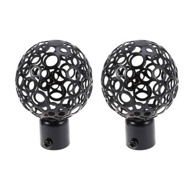 Etereauty Curtain Rod Head End Finials Decorative Cap Ends Round Rods Drapery Metal Pole Replacement Window Caps Accessories