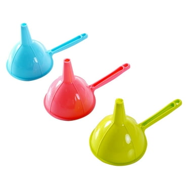 3pcs Long Handle Plastic Funnel Set Kitchen Tool for Liquid and Powder (Assorted Colors)