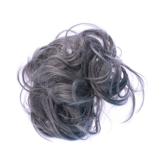 Etereauty Hair Bun Bangs Wig Clip Extension Fake Curly Headband Ponytail Piece Buns Extensions Human Messy Hairpiece Wavy Pieces