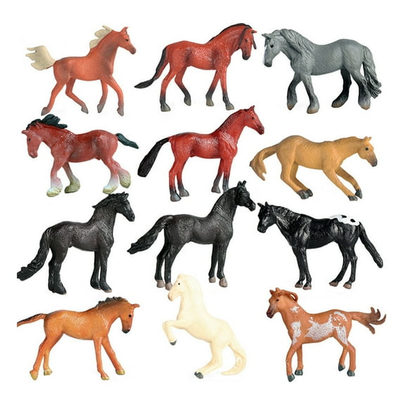Horse Figurines Mini Toys Foal Figures Cake Plastic Realistic Playset Topper Model Small Kids Farm Animals