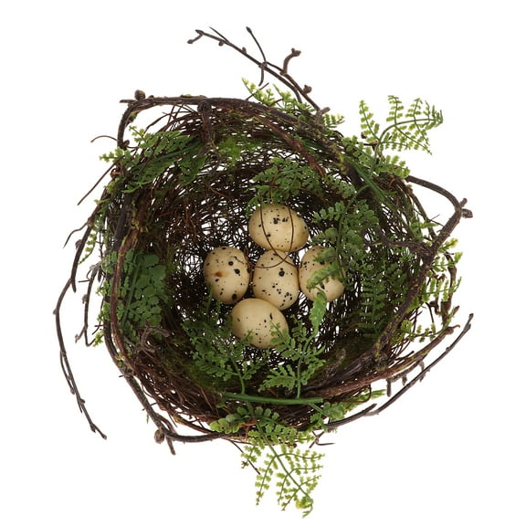 FRCOLOR Creative Bird Nest Decor with Simulation Eggs for Home Decoration Durable Plastic Assorted Color 5 Pieces