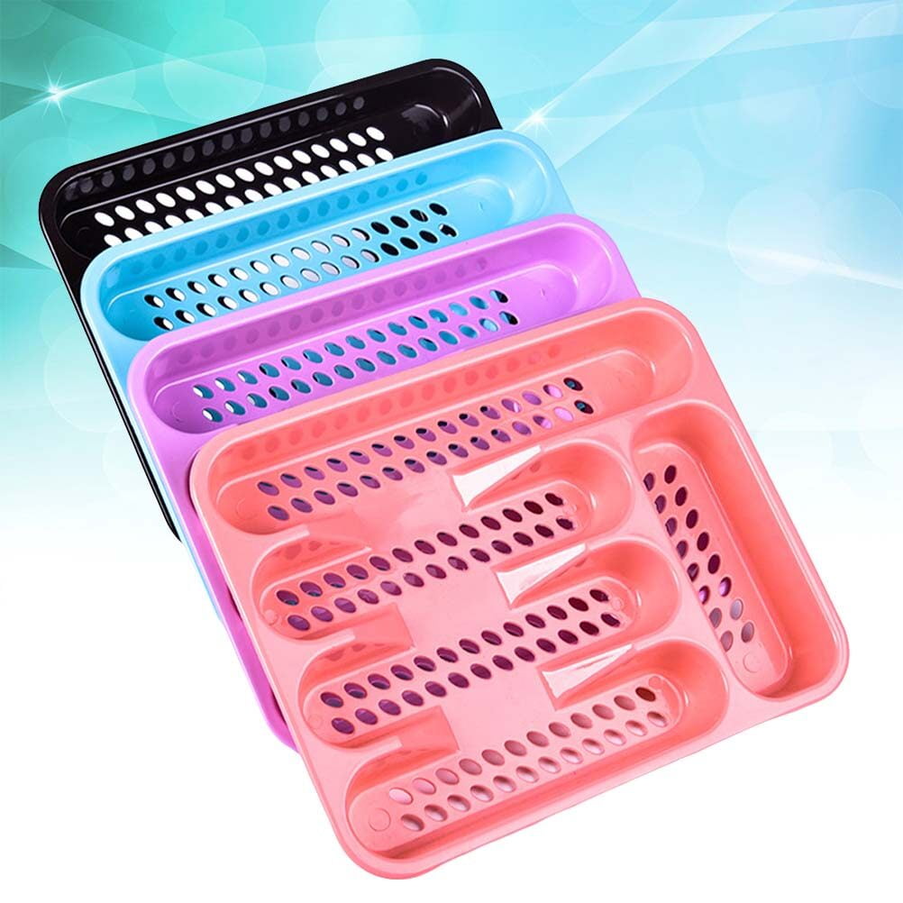 Etereauty Plastic Cutlery Tray,1 Pc 4 Grids Kitchen Drawer Storage Tray