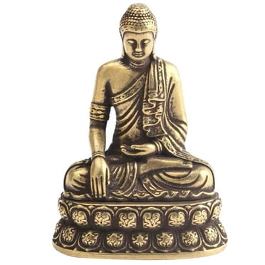 Pure Copper Sakyamuni Buddha Statue 1 Piece Figurine Craft Ornament for Home Office Decor Brass