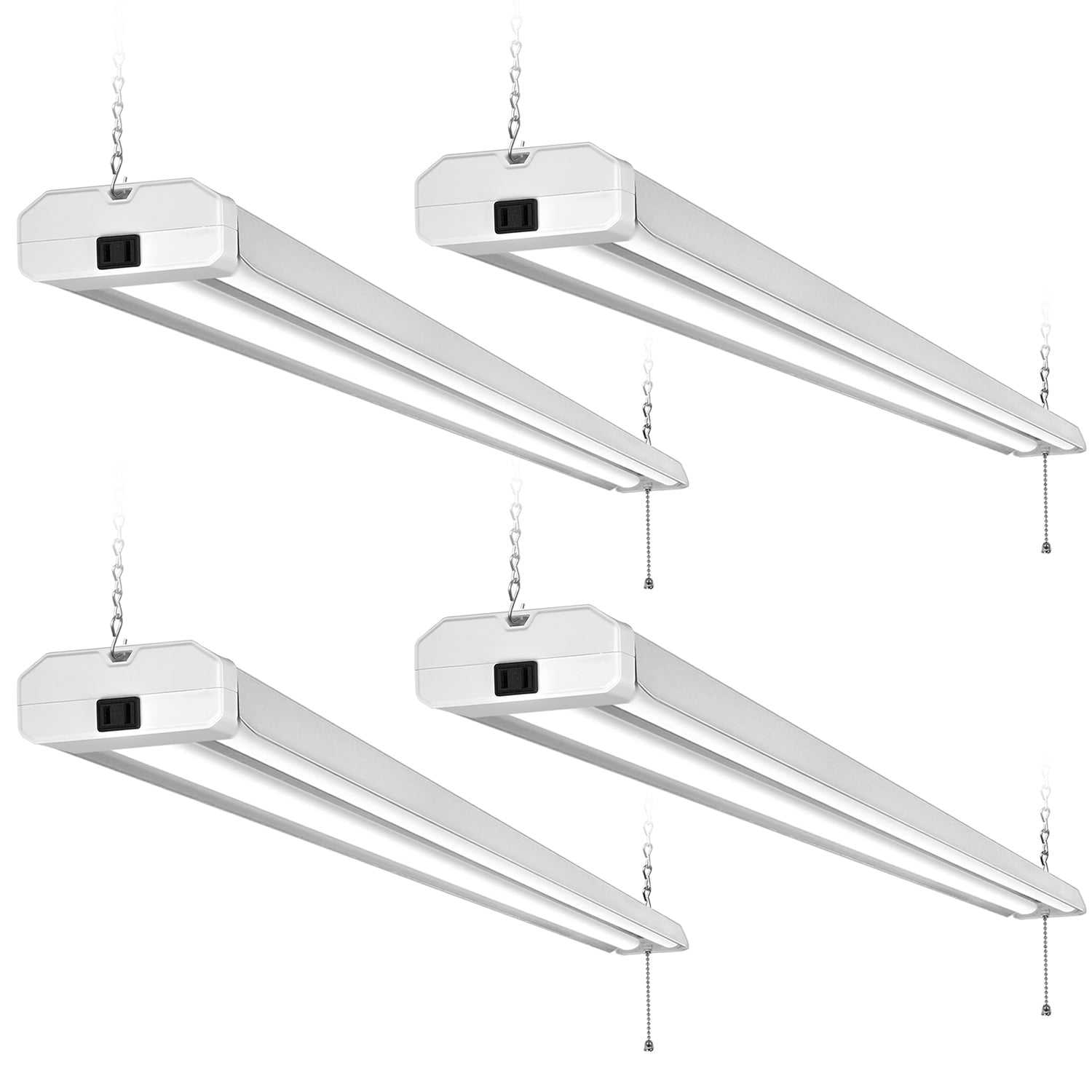 Eterlight 4 Pack 4FT LED Shop Light Linkable with Power Cord and Builtin ON/Off Switch, 42W