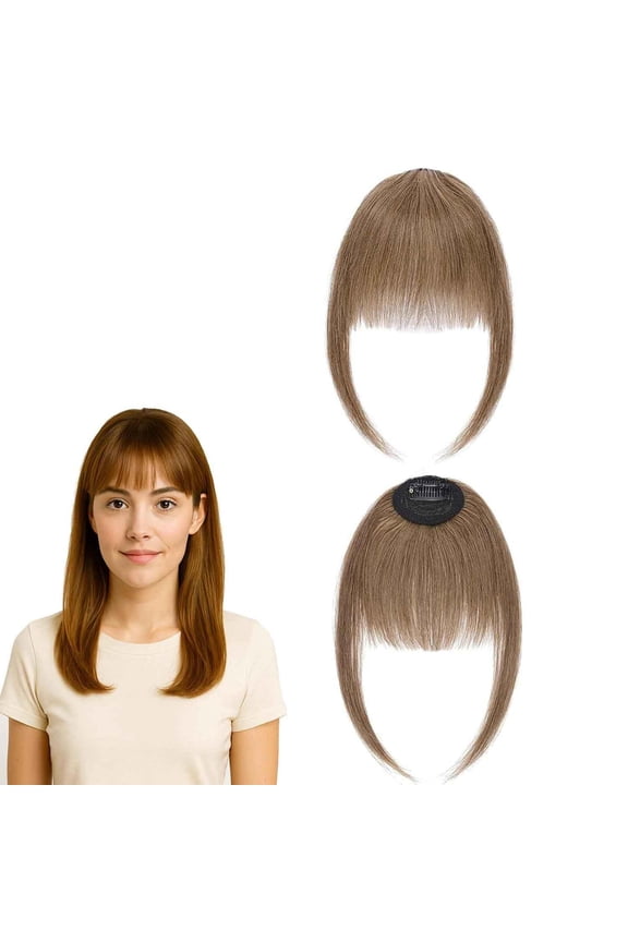 Eterna Clip-On Bangs Real Hair - 100% Real Hair, Eterna Clip-On Bangs, Flequillos De Cabello Natural Con Clip, Wispy Bangs with Temples for Daily Wear, Effortlesshair Transformation