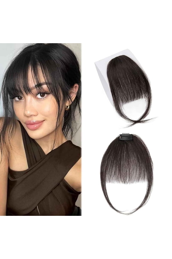 Eterna Clip-On Bangs Real Hair - 100% Real Hair, Eterna Clip-On Bangs, Flequillos De Cabello Natural Con Clip, Wispy Bangs with Temples for Daily Wear, Effortlesshair Transformation