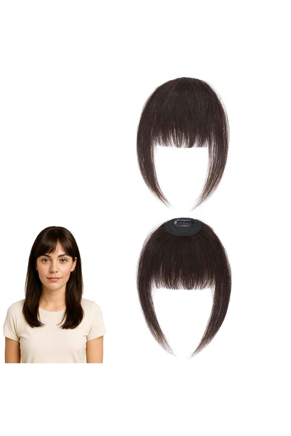 Eterna Clip-On Bangs Real Hair - 100% Real Hair, Eterna Clip-On Bangs, Flequillos De Cabello Natural Con Clip, Wispy Bangs with Temples for Daily Wear, Effortlesshair Transformation