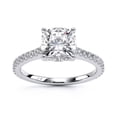 thumbnail image 1 of Eterna Jewel 1.29 Ct Cushion Cut Diamond Engagement Ring for Women – Solitaire Lab-Created Simulated Diamond with Accent Stones Rings – 14K White Gold Plated Prong Set Wedding Ring, 1 of 3