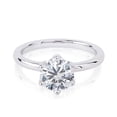 thumbnail image 1 of Eterna Jewel 1.6 Ct Round Cut Lab-Created Simulated Diamond Engagement Ring - 14K White Gold Plated Prong Setting Rings - Hidden Halo Wedding Ring - Ideal Gift for Women's, 1 of 3