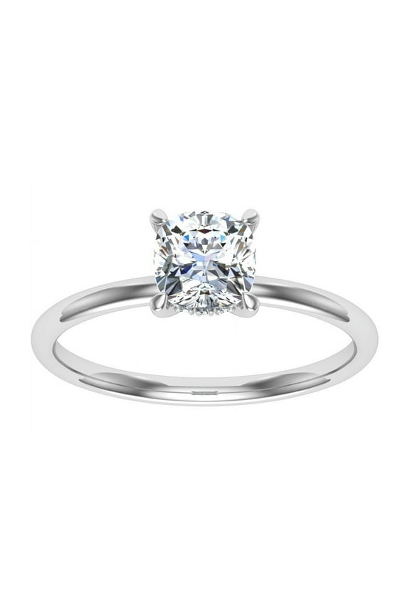 1.8 Ct Cushion Cut Excellent Engagement Wedding Ring - Hidden Halo Solitaire Ring for Her - 14K White Gold Plated Lab-Created Simulated Diamond - Elegant Gift - Celebrate Love with Class