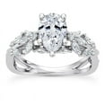 thumbnail image 1 of Eterna Jewel 1.8 Ct Pear Cut Lab Created Diamond Ring - Butterfly and Bee Vine Twist Engagement Wedding Ring - 14K White Gold Plated Solitaire Diamond Ring - Lab Grown Diamond Solitaire Ring for Her, 1 of 3