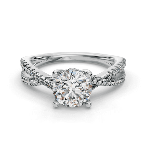 Eterna Jewel 1.8 Ct Round Cut Lab Created Diamond Ring - 14K White Gold Plated Twisted Anniversary Ring for Women's - Elegant Wedding Engagement Promise Ring for Her - Beautiful Bridal Jewelry Gift