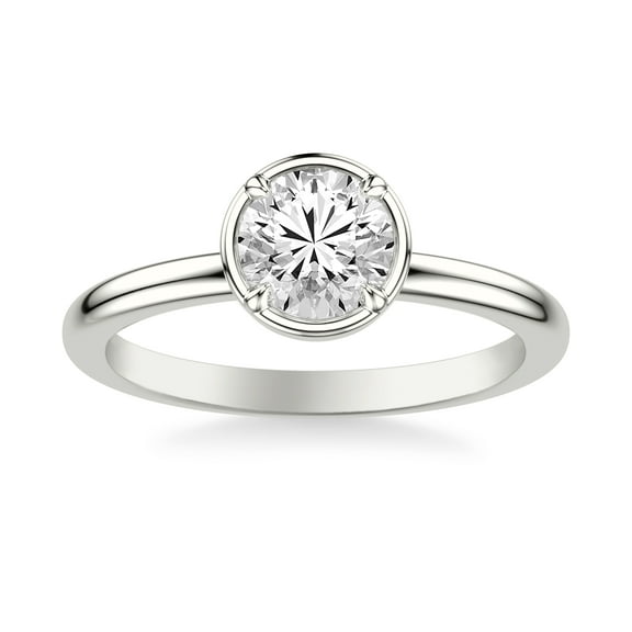 Eterna Jewel 14K White Gold Over Engagement Ring - 1.6 Ct Round Cut Lab Created Diamond - Bezel Set Jewelry for Women - Ideal for Celebrating Love - Elegant and Unique Ring - Gift for Any Occasion