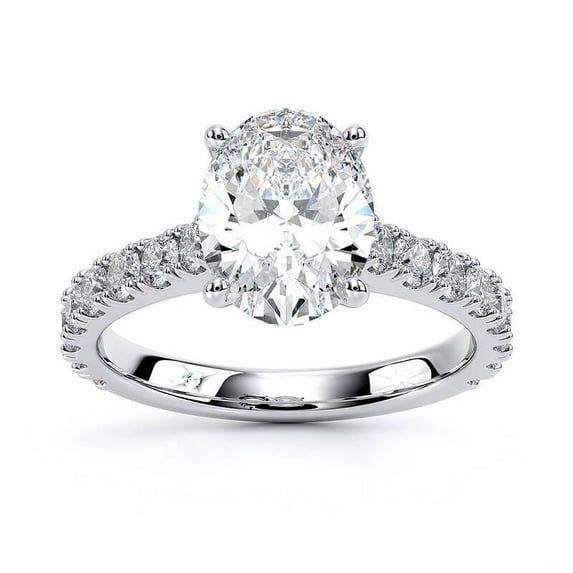Eterna Jewel 14K White Gold Plated Ring - Excellent 1.7 Ct Oval Cut Simulated Diamond Ring - Simple Diamond Ring for Women's - Unique Christmas Special Gift for Her - Promise Gifts for Her