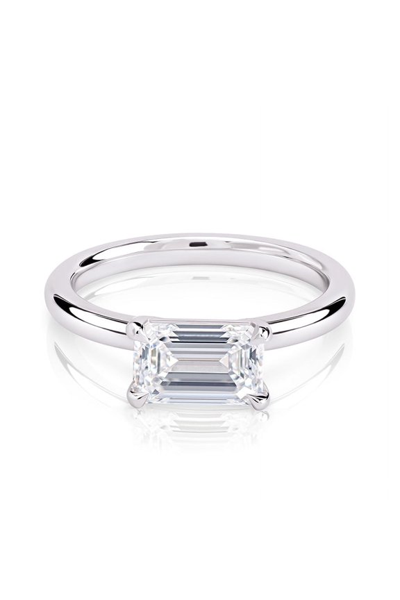 14K White Gold Plated Rings - Emerald Cut Excellent 1.9 Ct Diamond Rings - Single Stone with 4 Prong Engagement Ring - Latest Engagement Diamond Ring for Women's - Party Wear Ring
