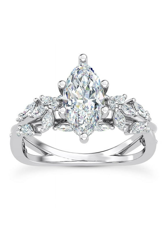 2.3 Ct Marquise Cut Lab Created Diamond Ring - Butterfly and Bee Vine Twist Solitaire Engagement Ring - 14K White Gold Plated Design - Lab Grown Diamond Ring for Her - Wedding Ring