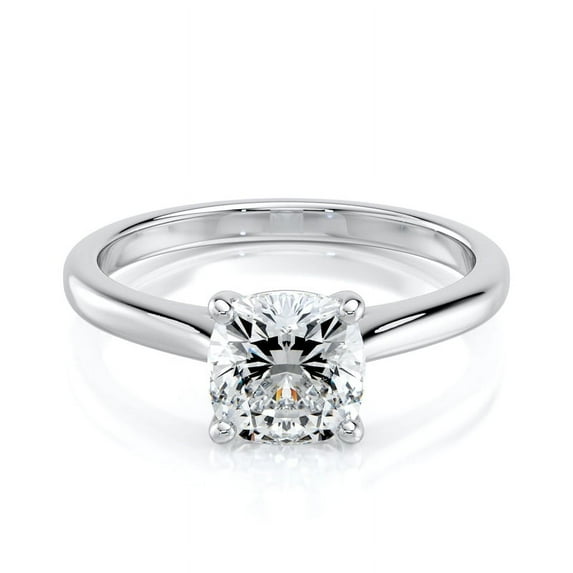 Eterna Jewel 2 Ct Cushion Cut Solitaire Engagement Ring - 14K White Gold Plated with Lab-Created Simulated Diamond - Elegant Wedding Ring for Women - Ideal Promise Ring & Gift for Her