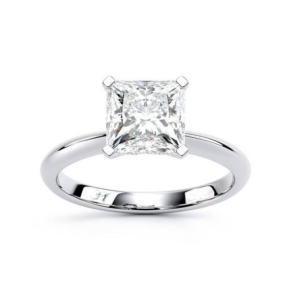 Eterna Jewel 2 Ct Princess Cut Solitaire Diamond Ring - Lab Created Engagement Ring for Women - 14K White Gold Plated Classic Prong Set Wedding Ring for Her - Delicate Rings for Women's