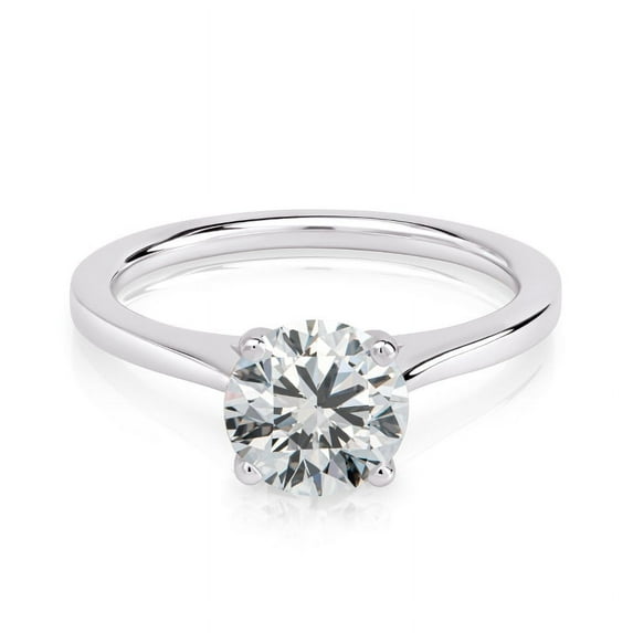 Eterna Jewel 2 Ct Round Cut Lab-Created Simulated Diamond Engagement Ring for Women - 14K White Gold Plated Prong Setting - Wedding & Anniversary Ring - Perfect Proposal & Birthday Gift for Her