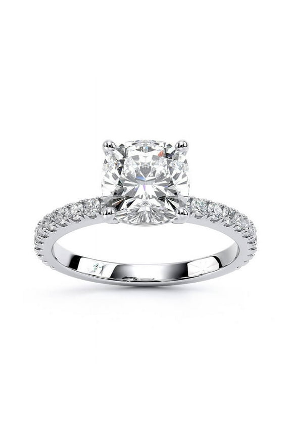 Cushion Cut 1.6 Ct VVS1/D Diamond Ring for Her - Engagement Wedding Prong Setting Ring for Her - Christmas Special Gift for Her - Anniversary Gift for Couples - Proposal Delicate Ring