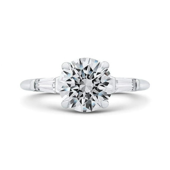 Eterna Jewel Engagement Ring Round Cut Three Stones Rings - 1.9 Ct Lab-Created Diamond Cluster Rings for Women - 14K White Gold Plated Solitaire Ring - Prong Setting Proposal Gift for Her