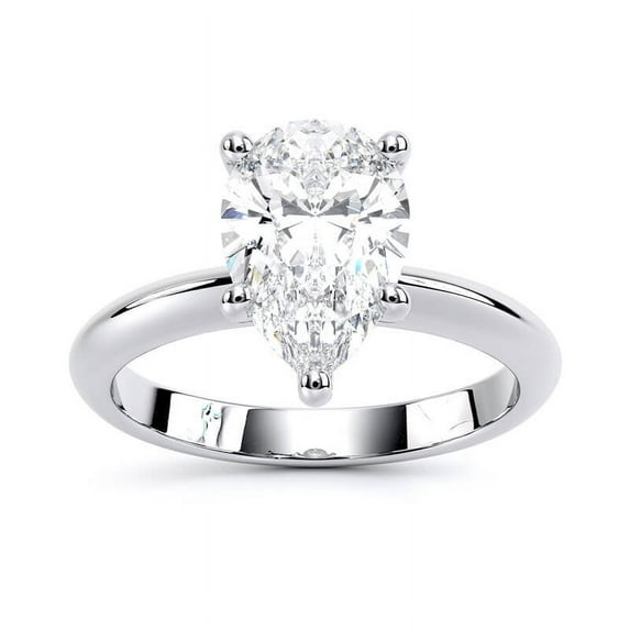 Eterna Jewel Pear Cut 1.7 Ct Lab Created Diamond Women's Ring - Wedding Bridesmaids Ring - 14K White Gold Plated Engagement Ring - Double Prong Ring for Women's - Wedding Proposal Diamond Ring