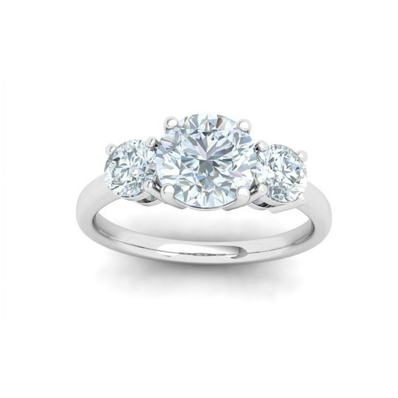 Eterna Jewel1.8 Ct Round Cut Lab Created Diamond Ring - 14K White Gold Plated 3 Stone Engagement Ring - Elegant Gift for Proposals and Special Occasions - Celebrate Your Love with Timeless Beauty