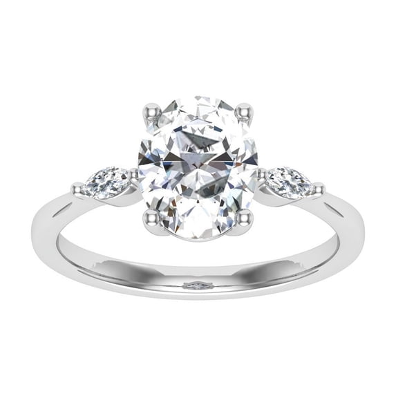 Eterna Jewel1.9 Ct Oval Cut Lab Created Diamond Ring - 14K White Gold Plated 3 Stone Engagement Ring - Elegant Gift for Proposals and Special Occasions - Celebrate Your Love with Timeless Beauty
