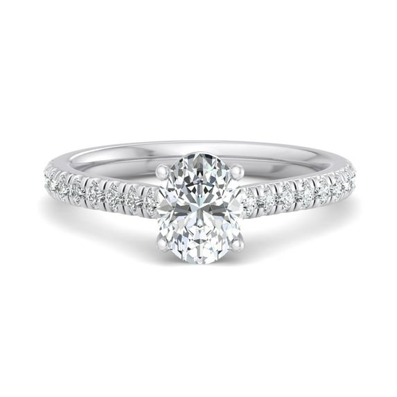 Eterna Jewel14K White Gold Plated Ring - 2.1 Ct Lab Created Diamond Solitaire with Accents Ring for Women - Oval Cut Engagement Ring - Trendy Jewelry Gift for Her - Daily Wear Diamond Ring