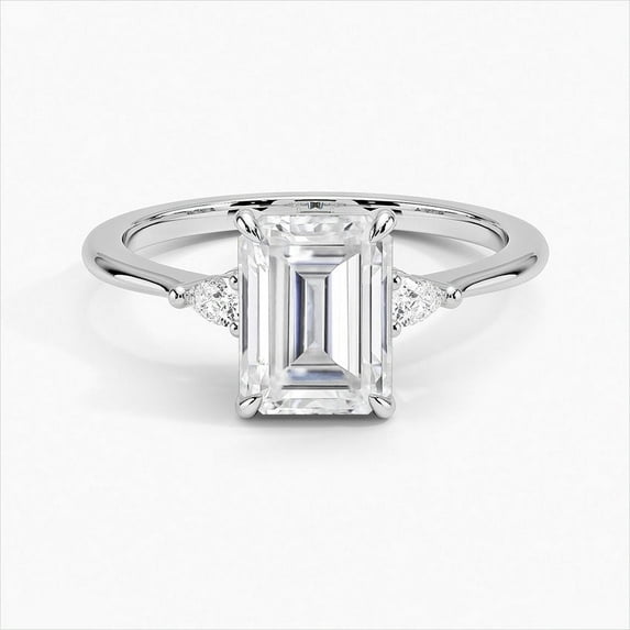 Eterna Jewel2.2 Ct Emerald Cut Lab Created Diamond Engagement Ring for Women - Three Stone Design - 14K White Gold Plated Ring - Wedding Ring - Great Gift for Proposals or Special Occasions