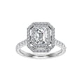thumbnail image 1 of Eterna Jewel2 Ct Lab-Created Simulated Diamond Ring - Emerald Cut Hidden Halo Design Rings - 14K White Gold Plated Engagement Ring - Exquisite Gift for Women - Timeless Elegance for Any Day, 1 of 3