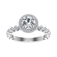 thumbnail image 1 of Eterna Jewel2 Ct Round Cut Brilliant Engagement Ring - 14K White Gold Plated Lab-Created Diamond - Double Halo Solitaire with Accents Ring - Sparkling Gift for Her - Luxury Wedding Ring for Bride, 1 of 2