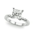 thumbnail image 1 of Eterna JewelSolitaire Engagement Wedding Bezel Set Diamond Ring for Women's - 1.6 Ct Princess Cut Lab Created Diamond in 14K White Gold Plated Ring - Classic Design for Engagement and Wedding, 1 of 2
