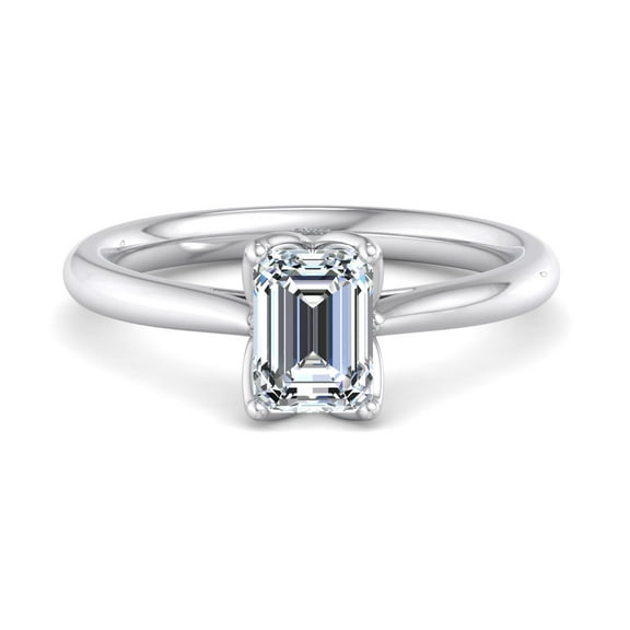 Eterna Jewelry 1.7 Ct Emerald Cut Moissanite Engagement Ring - 14K White Gold Plated Ring - Women's Wedding Jewelry - Classic Solitaire Design - Birthday Gift for Women's - Anniversary Gift
