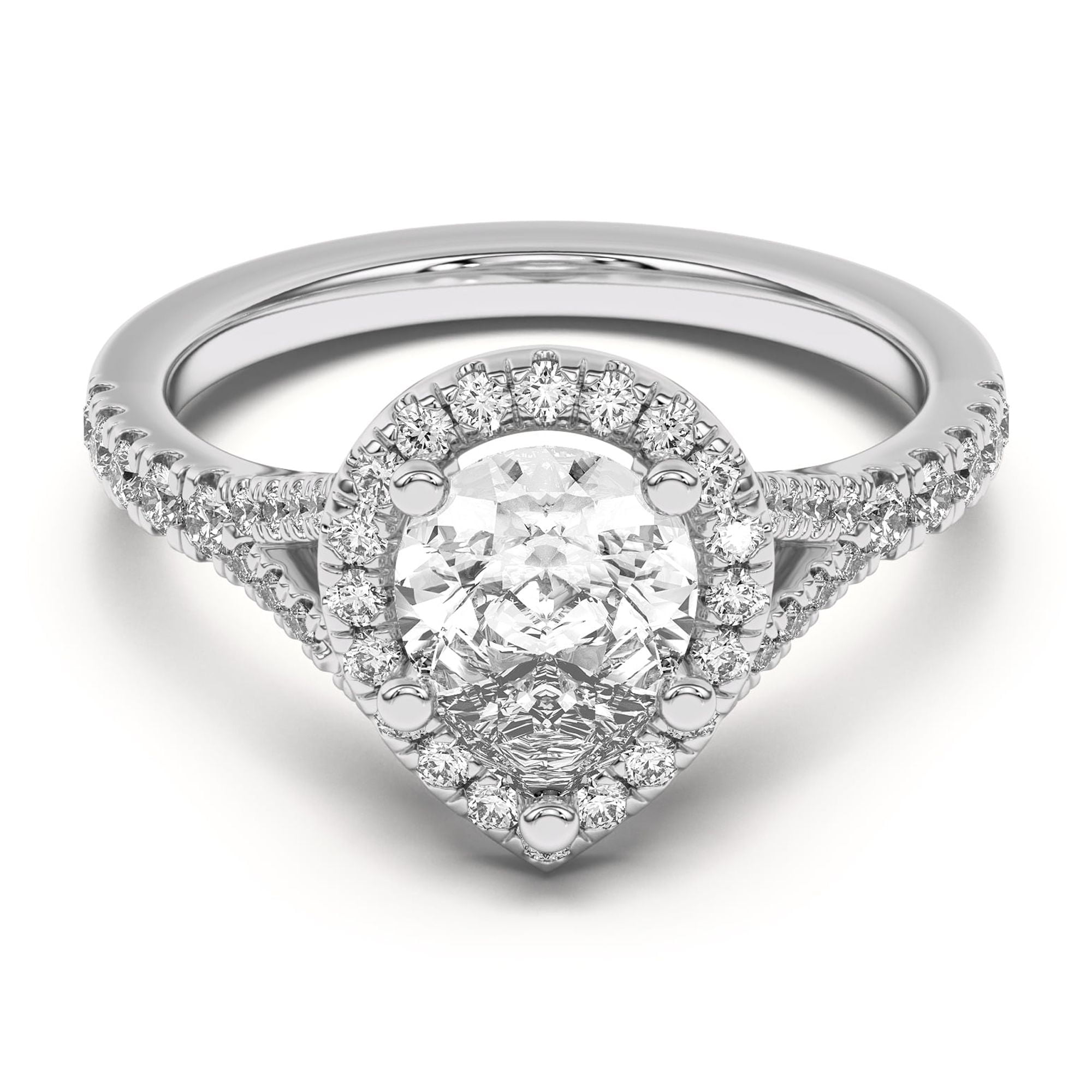 Eterna jewelry 14K White Gold Plated Engagement Ring - 1.5 Ct Pear Cut ...