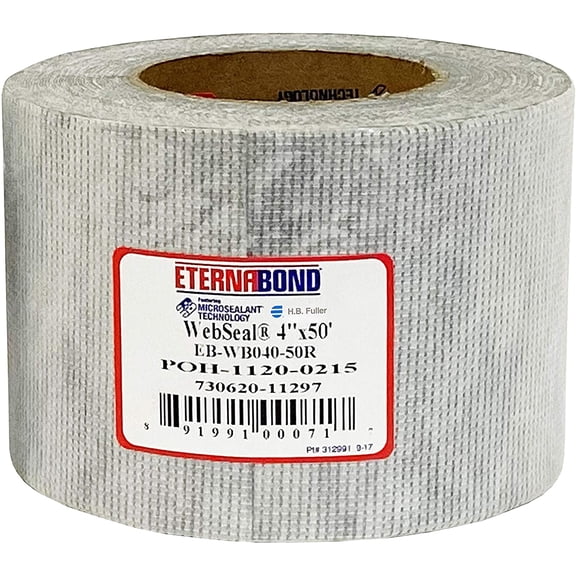 EternaBond WebSeal White 4" x50' MicroSealant Woven Polyester Tape | 23 mil Total Thickness | EB-WB040-50R - Reinforced Fabric for Roof Sealing and Repair
