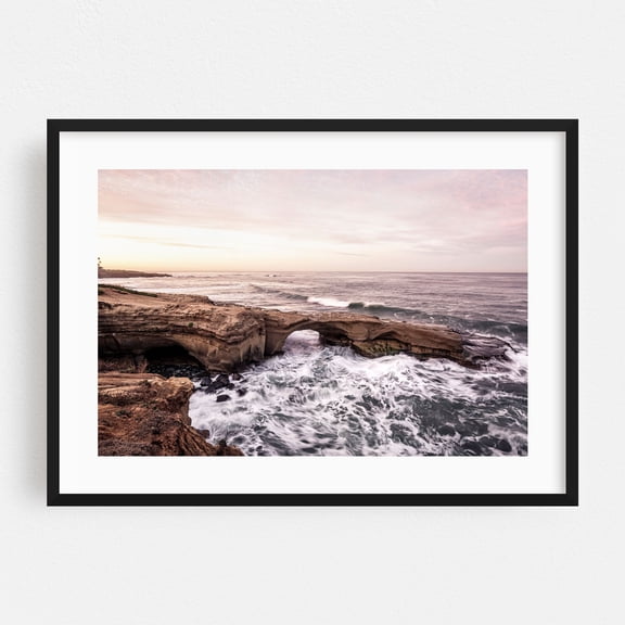 Eternal Archway - San Diego California Photography Coast Ocean Waves Sunset Nature Landscape Scenic Black Framed Wall Art Print 5 x 7 inches