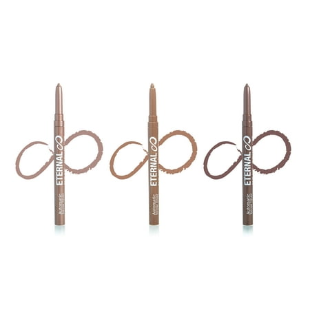 Eternal Automatic Waterproof Eyebrow Liner Set with Shaping Comb – Long Lasting, Professional and High Precision Eyebrow Liner Definer with No Sharpening, Retractable Twist Up Mechanism (3 Pack)