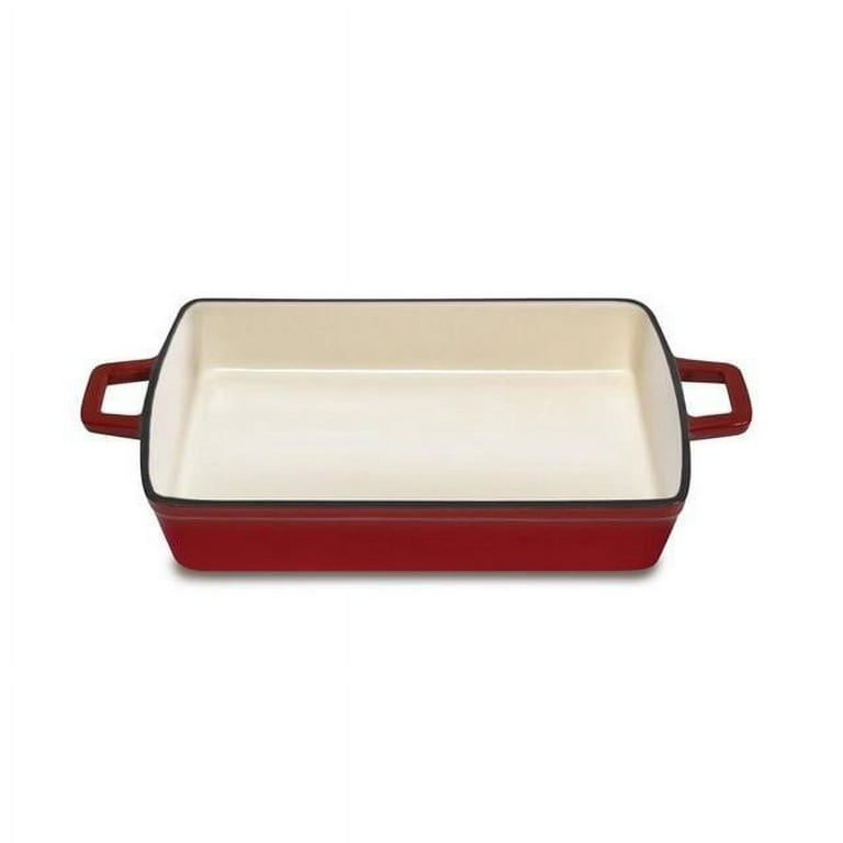 Red Enameled Cast Iron Baking Pan Rectangular Lasagna Dish