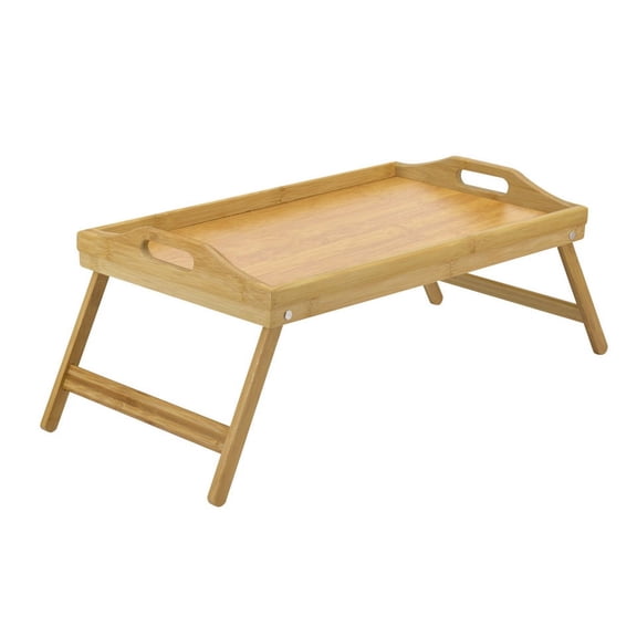 Eternal Bamboo Foldable Breakfast Table | Laptop Desk, Bed Table, Serving Tray with Folding Legs, Brown