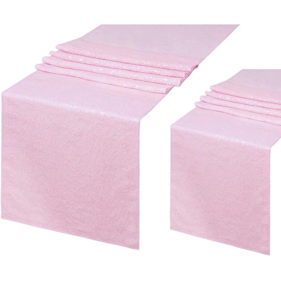 Eternal Beauty Sequin Table Runners Pink 12 x 72 Inch Glitter Pink Table Runner-Pink Sequin Tablerunner for Wedding Party(Pack of 2)
