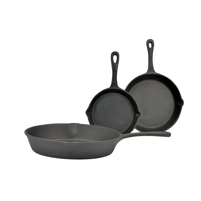 Frying Pans-Set of 3 Cast Iron Pre-Seasoned Nonstick Skillets in