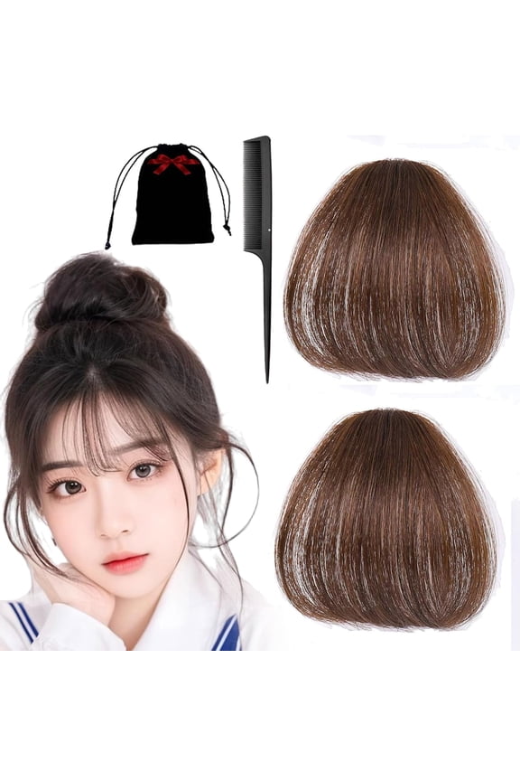 Eternal Clip-On Bangs Real Hair, Eternal Clip-On Bangs, Flequillos De Cabello Natural Con Clip, Wispy Air Bangs Fringe for Women Daily Wear,Seamless,Light,Natural Stays Place