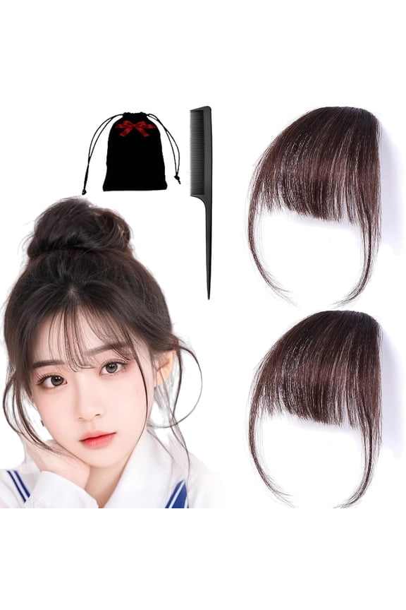 Eternal Clip-On Bangs Real Hair, Eternal Clip-On Bangs, Flequillos De Cabello Natural Con Clip, Wispy Air Bangs Fringe for Women Daily Wear,Seamless,Light,Natural Stays Place