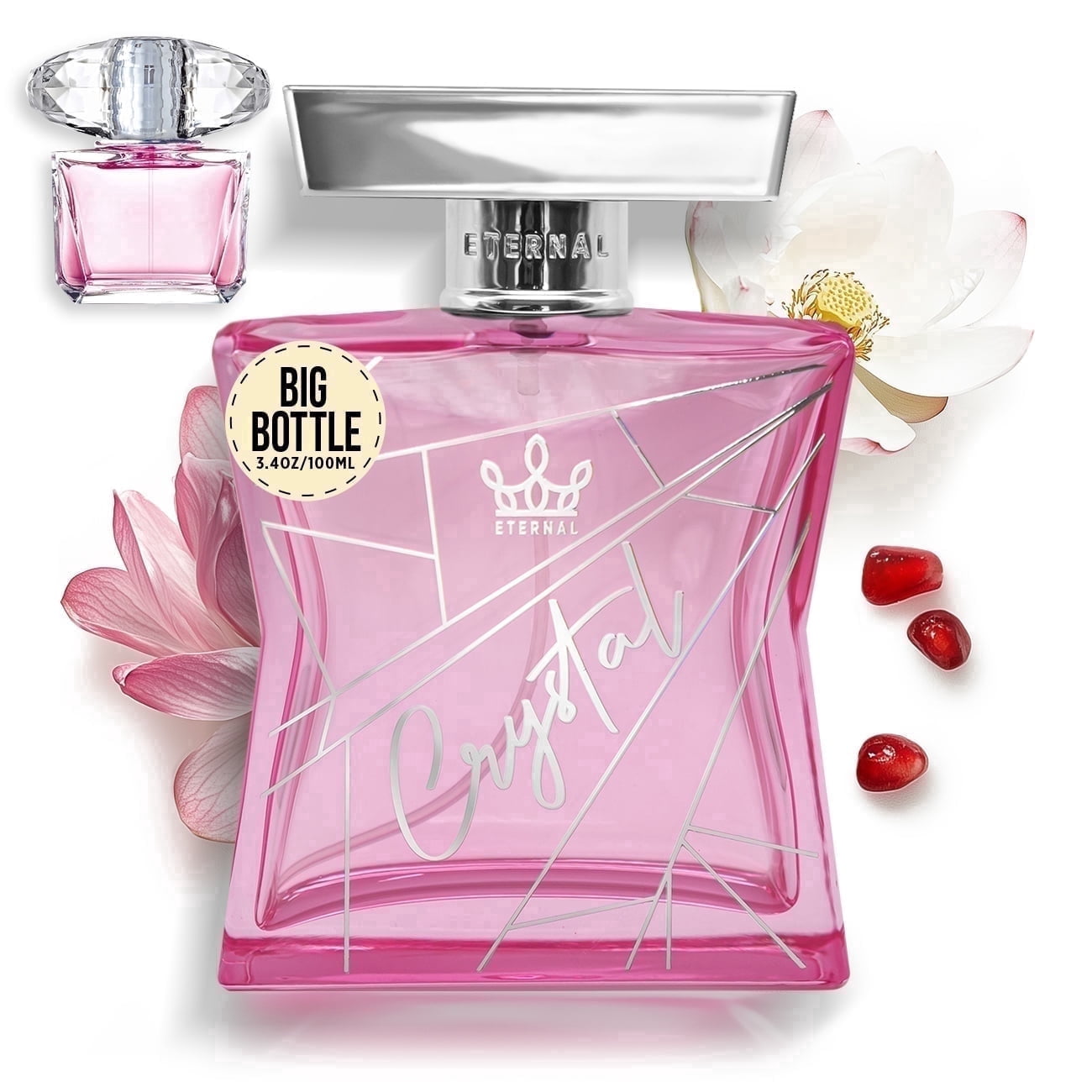 Eternal Fragrance CRYSTAL, Fresh Fruity Floral Eau de Parfum, Inspired by Bright Crystal Perfume for Women, 3.4 oz (100ml) Spray